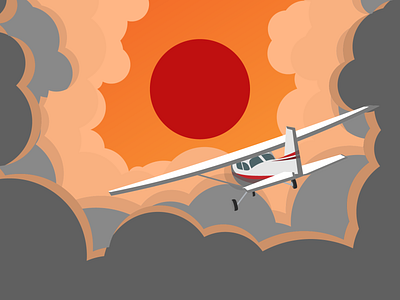 cessna adobe illustrator aircraft cessna flat design flight illustration illustrator mac plane sunset vector