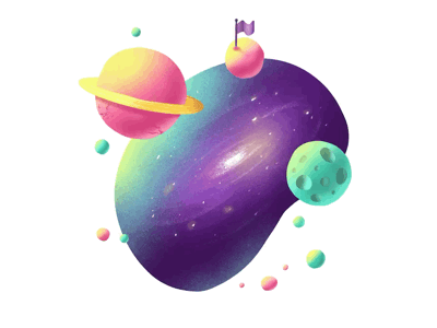 Space candy color in Procreate illustration mint pink planet procreate space yellow