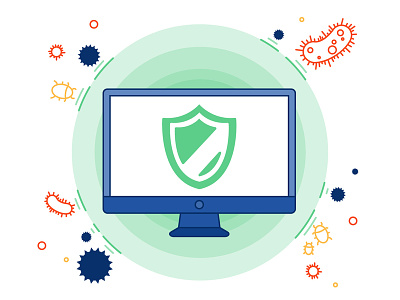Secure computer and clean browser computer illustration safety secure virus