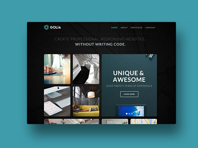 Golia – Portfolio Website Template design flat grid menu navigation portfolio print site typography ui web