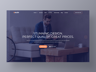 Baudi – Creative Website Template agency app branding corporate design furniture homepage landing layout minimal modern onepage page real estate site studio ui web website