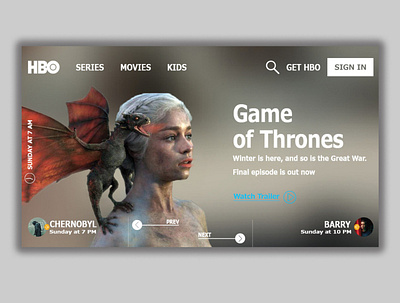 HBO web page design concept Game Of Thrones adobe illustrator design illustration illustrator logo typography ui ux web website