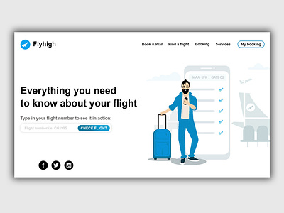 Flight checking web page design concept