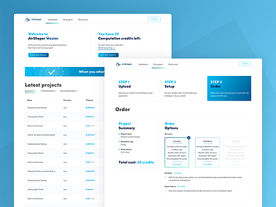 Airshaper dashboard & order dashboard order ui