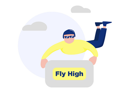 Skydiving Flat Character character clouds flat flat design illustration minimal motivation skydiving