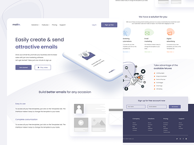 mail𝗶𝗻 - Landing page for email marketing clean email marketing landing landing page minimal ui uidesign ux web web design webdesign website