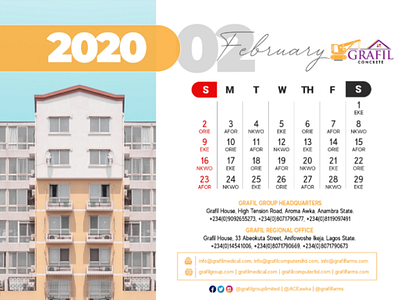 2020 Calendar design