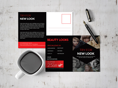 Beauty Looks Postcard Design ad advertise advertisement branding card design fab flyer flyer flyer design flyers post card