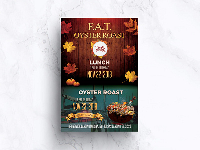 F.A.T. Oyster Roast Flyer Design ad advertise advertisement branding card design fab flyer flyer flyer design flyers illustration post card