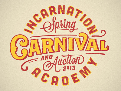 Incarnation Academy Carnival carnival distressed lettering logo retro script swash