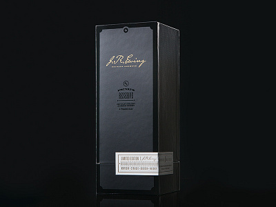 J.R. Ewing Promo Box black bourbon box gold letterpress liquor varnish whiskey