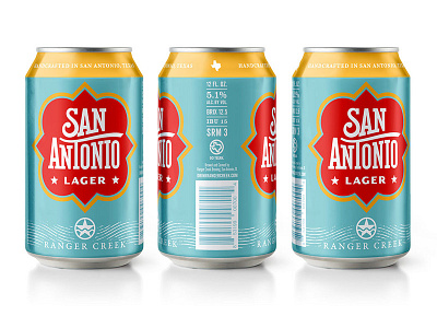 Ranger Creek San Antonio Lager beer can custom type fiesta hand drawn type san antonio sign painting spurs typography