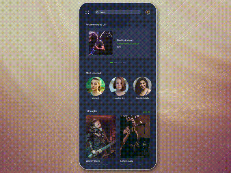UI Animation of Music Streaming App