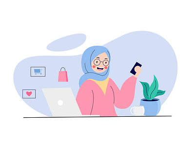 Online shop flat header hijab illustration landingpage onlineshop store ui ux vector web website
