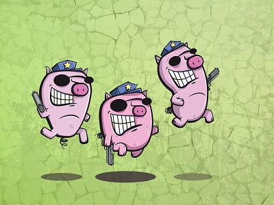 On Patrol cartoon design illustration pigs police vector