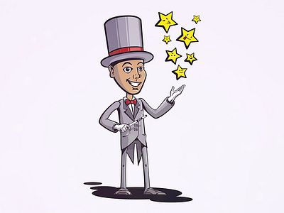 Magician cartoon illustration magic magic wand magician stars top hat wand