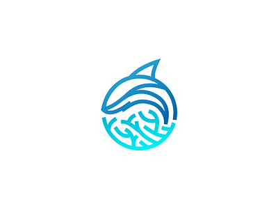 Dolphin/shark and reef logo animal branding coral design dolphin fish flat logo reef shark vector