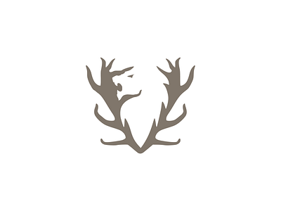 Deer Antlers & Lion animal antlers branding deer design flat head icon lion logo nature negative space tribal vector