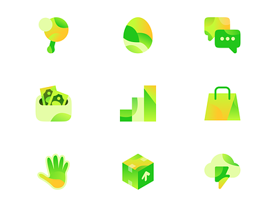 Icons box brand brand identity chart chat colorful egg hand icon icons illustration money play shop tech weather