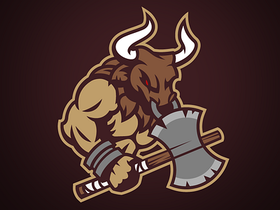 Minotaurs axe branding bull crete design greek hockey icehl logo minotaurs mythology sports