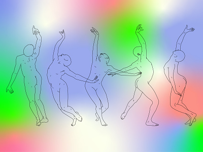 E-motion 2d anatomy colorful dancers design flat gradient green human body illustration lineart linework minimal motion moving neon pink purple vector