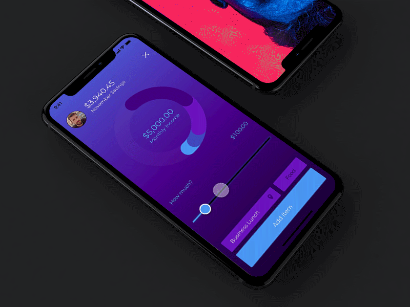 Expense app UI and animation concept