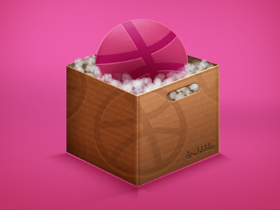 First Shot on Dribbble box draft dribbble icon invite pink