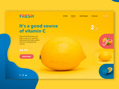 FRESH Concept - Hi guys! What do you think? design fiv flat fresh frizvan fruit illustration ivanlife landing sketch sketch app ui ux uxinspiration web website