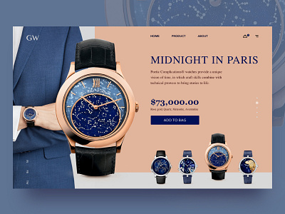 Golden Watch - Midnight in Paris Concept design fiv frizvan golden watch icon illustration ivanlife landing landing page logo midnight in paris minimal sketch sketch app ui ux uxinspiration watch web website