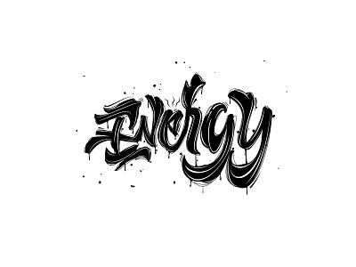 Energy brush lettering brush script custom type design hand drawn hand lettering illustration lettering logo t shirt typography