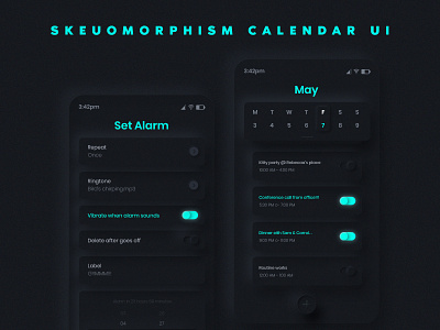 Skeumorphism Calendar UI app app ui design design illustration minimal mobile screen mobile ui ui user experience user experience design user interface design ux web