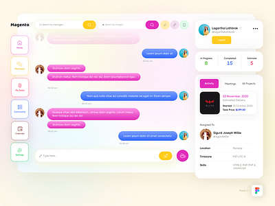 Dashboard chat UI Colourful