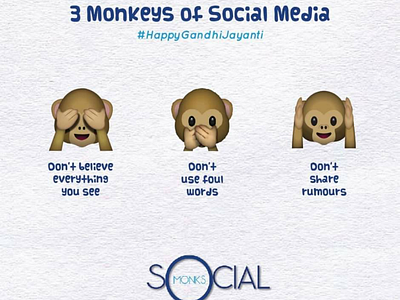 Gandhi Jayanti 3monkeys gandhiji happy gandhi jayanti socialmedia socialmonkschennai