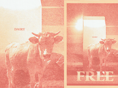 DAIRY-FREE alps collage cow cutout diary free freedom milk mountains poster print scanning texture