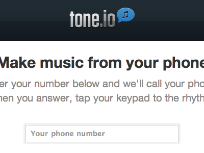 Tone.io blue landing page music phone tungsten ui