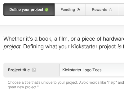 Project creation grey helvetica kickstarter ui