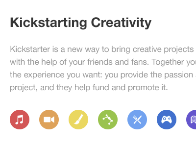 Kickstarting Creativity blue green helvetica helveticons kickstarter orange red web yellow