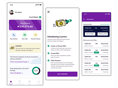 Lucro App app design hi fi illustration ui ux wallet ui