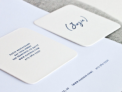 Zazie Restaurant Identity blue branding business card coasters design french graphic design identity letterpress