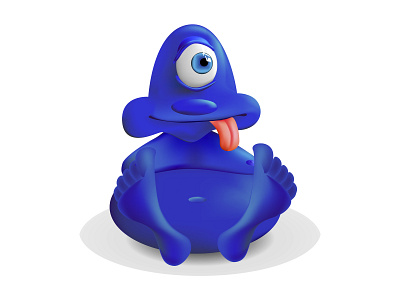 Yum.Blue, cartoon, cute glutton.Character for funny cartoons. logo вектор дизайн иллюстрация