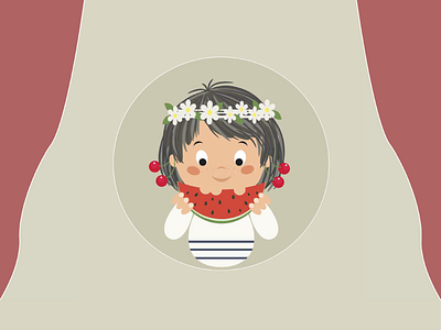 Girl With Watermelon color colorful design flatdesign flowers fruit girl icon idea illustration vector watermelon
