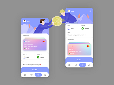 Money Transfer App Concept adobexd android app app design branding clean flat gradient illustration ios minimalism money protoype ui ui ux ux vector