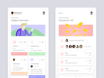 University App Concept adobexd app app design branding card card ui clean design flat flat design illustration ios minimalism ui ui ux