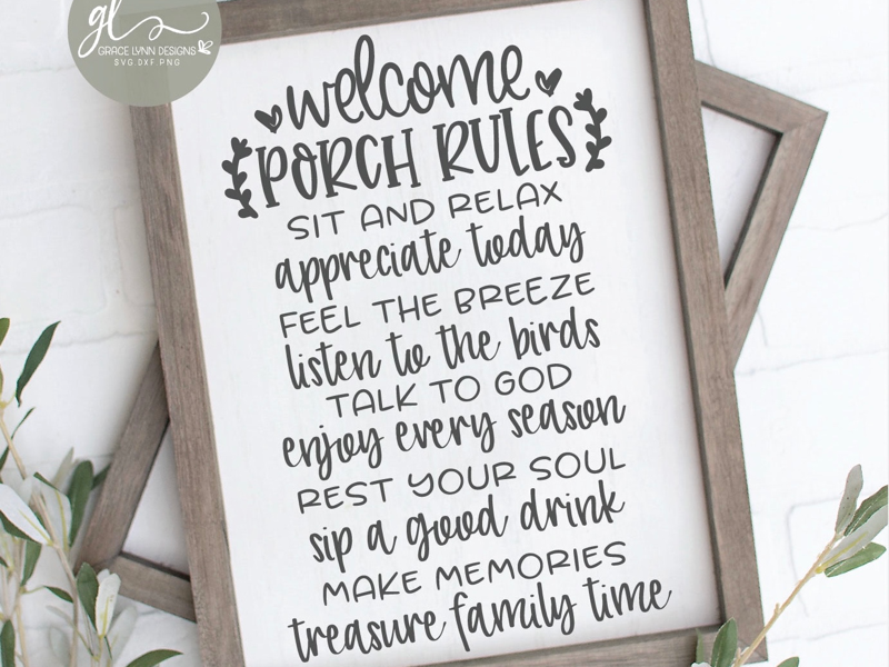 Download Porch Rules Wood Sign Svg Design By Michelle Young On Dribbble