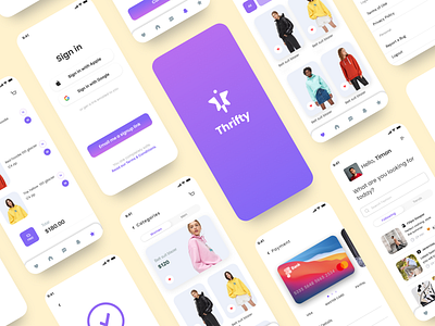 Thrifty Ecommerce App front end design graphic design mobile app ui ux design web