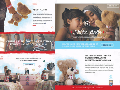 Ahlan Bear Landing Page bear charity children global homepage refugees syria type ui ux watercolor website