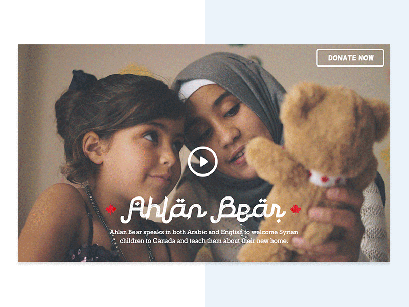 Ahlan Bear Floors bear charity children global homepage refugees syria type ui ux watercolor website