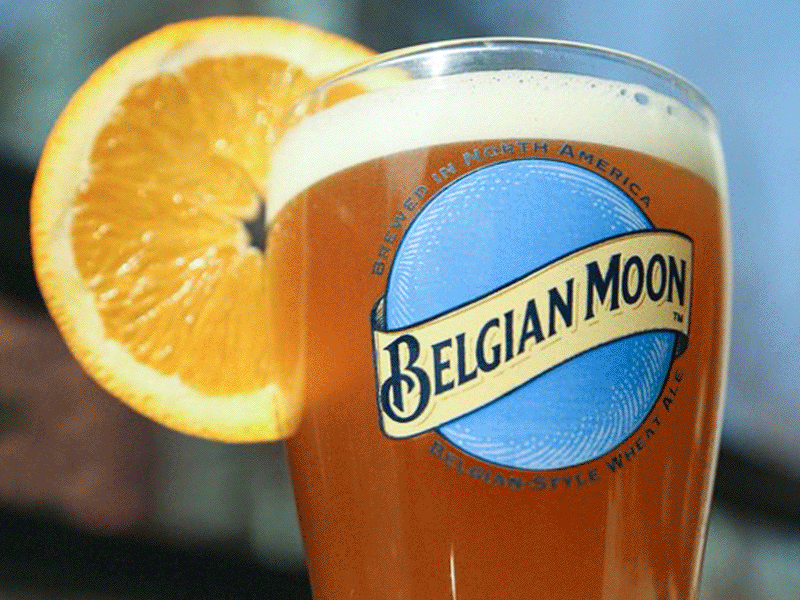 Belgian Moon bar beer branding label type font can lettering logo tap