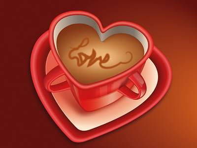 Heart cup coffee love heart illustration love