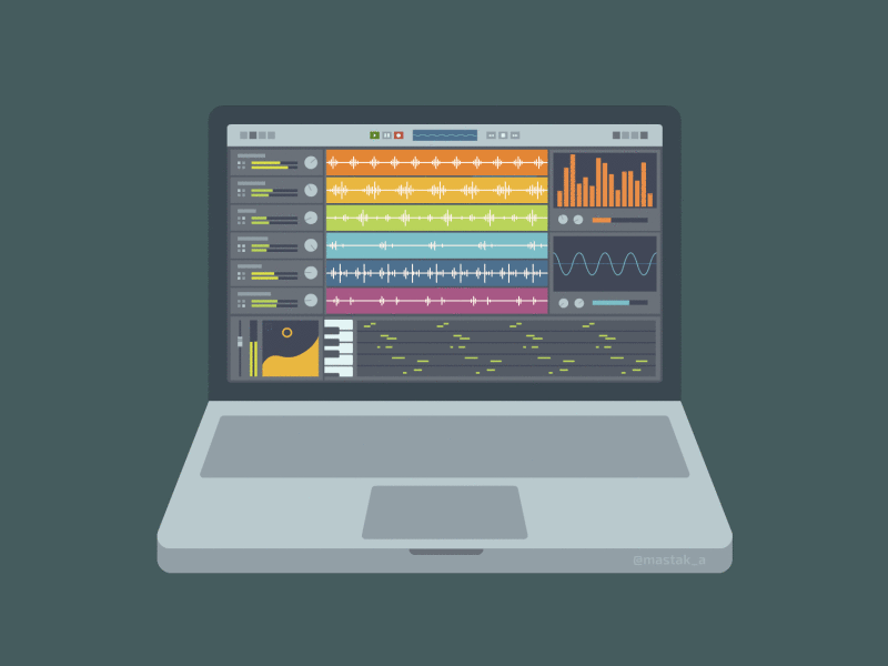 Animation: Laptop with Music Production Software